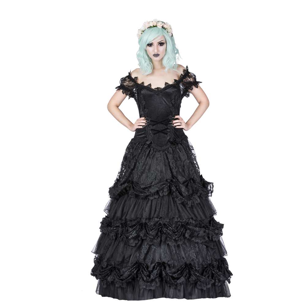 Sinister - 1105 Lange jurk - Zwart